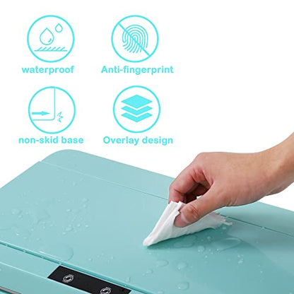 13 Gallon 50 Liter Kitchen Trash Can with Touch-Free & Motion Sensor Lid, Automatic Plastic Garbage Can, Touchless Trash Bin Automatic Trash Can for Bedroom Bathroom Home Office - color: Blue