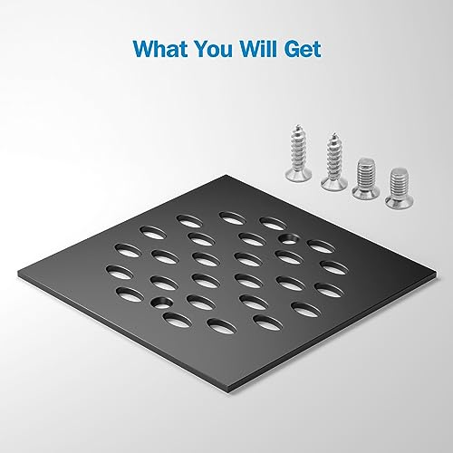 YFZGZA 4-1/4" Screw-in Square Floor Drain Cover | Shower Strainer Grate Drain Replacement Cover,Easy to Install, Removable Sus304 Stainless Steel