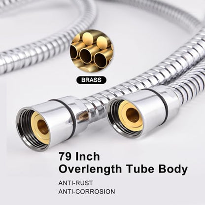 HO2ME High Pressure Handheld Shower, Power Boost Resists Low Flow, Chrome | Against weak pressure, pulsating massage for deep rinsing, with 79 inch stainless steel hose, rotatable mount arm, multi-mode