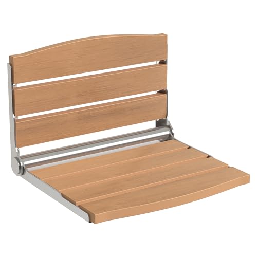 DWVO Folding Shower Seat Wall Mounted, Fold Down Shower Bench, Home Care Folding Shower Chair for Seniors,Disables,Pregnants Teak