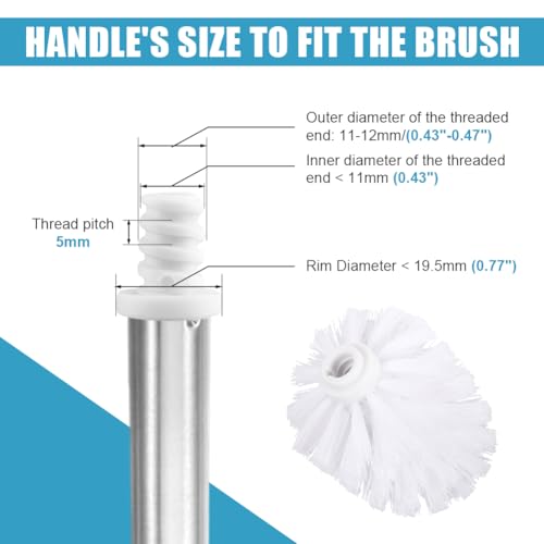 2pcs Toilet Brush Replacement Head, Plastic Toilet Bowl Cleaning Brushes Head, Round Ball Shaped Toilets Brushes Heads Bathroom Brush Cleaners Tool(Color:White)