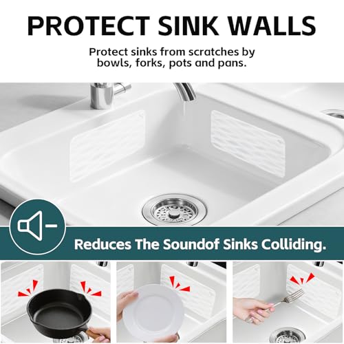 4 Pack Clear Silicone Kitchen Sink Protector Mat, for Ceramic and Smooth-Surface Sinks, 12"x6" - Scratch Resistant, Noise Reducing