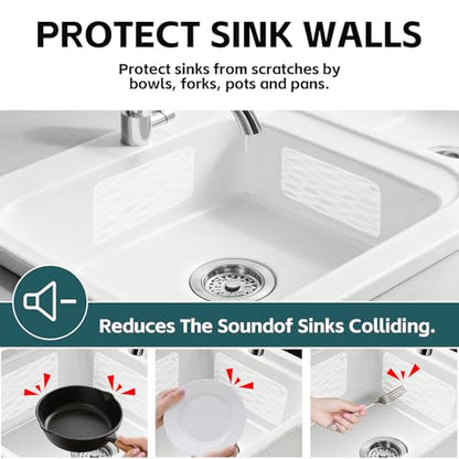 4 Pack Clear Silicone Kitchen Sink Protector Mat, for Ceramic and Smooth-Surface Sinks, 12"x6" - Scratch Resistant, Noise Reducing