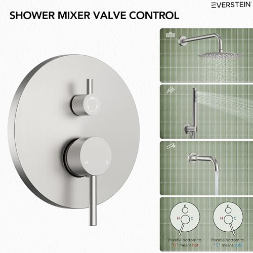 10" High-Pressure Rainfall Shower System with Handheld Spray, Wall Mount Bathroom Shower Faucet Set with Tub Spout (Brushed Nickel) - color: Brushed Nickel, style: With Tub Spout