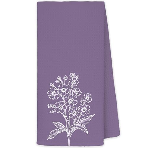 JINYO Minimalist Purple Floral Hand Towels for Bathroom, Neutral Botanical Decorative Towels for Kitchen Spa Guest Bathroom Decor, Wildflower Decor Dish Tea Towels, 16x24 Inch - color: Minimalist Floral Towels-12