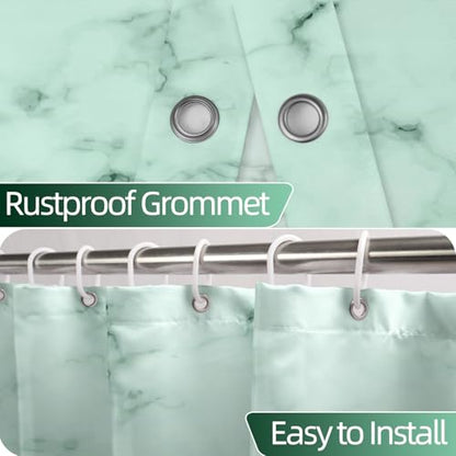 Green Marble Stall Waterproof Shower Curtain 36x72 inches | RV Small Shower Curtain Set for Bathroom, Abstract Modern, Machine Washable, Easy to Install with Hooks, Ombre White Green - color: Green, size: 36"W x 72"L (Pack of 1)