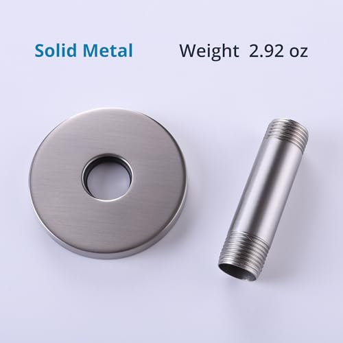 Straight Shower Arm with Flange, Ceiling Mount 3 Inches Rain Shower Head Arm Extension Replacement with Anti-Scratch Escutcheon Plate, DOLGABA Brushed Nickel - color: Round Brushed Nickel 3 Inch