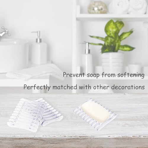 2 Pcs Plastic Bar Soap Holder Soap Tray Non-Slip Soap Saver Self Draining Soap Dish for Bar Soap Clear Soap Dryer for Shower Bathroom Kitchen Restaurant Counter - color: Clear
