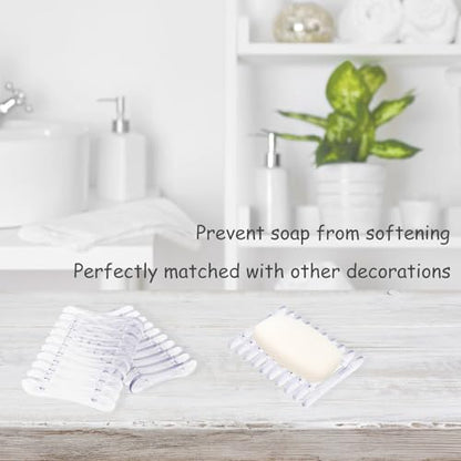 2 Pcs Plastic Bar Soap Holder Soap Tray Non-Slip Soap Saver Self Draining Soap Dish for Bar Soap Clear Soap Dryer for Shower Bathroom Kitchen Restaurant Counter - color: Clear