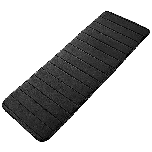 uxcell Memory Foam Bath Mat, Absorbent Runner Kitchen Rug, Soft and Comfortable Runner Floor Mat for Kitchen Bathroom Floors 16" x 47", Black - color: Black, size: 16 x 47 inches