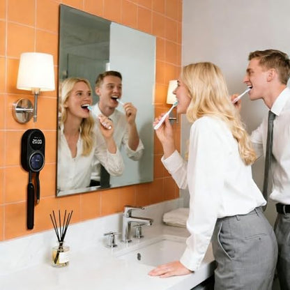 iHave UV Toothbrush Sanitizer Holder 2 Slots Wall Mounted Wave Sensor Auto - color: Black
