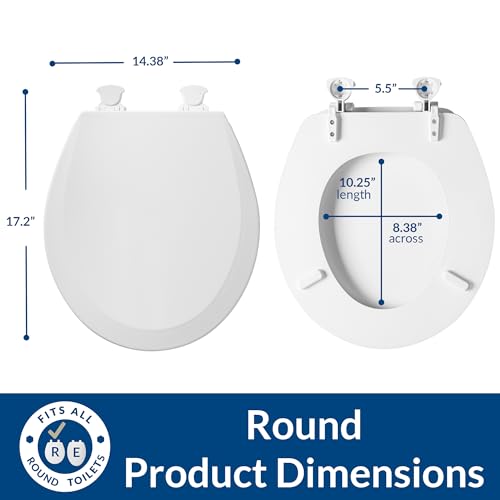 Bemis 500EC Durable Wood Toilet Seat with Easy Clean Hinges, Made in USA, Round, Bone (Pack of 2) - color: Bone, size: Round (Pack of 2)