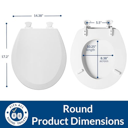 Bemis 500EC Durable Wood Toilet Seat with Easy Clean Hinges, Made in USA, Round, Almond - color: Almond, size: Round