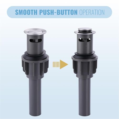 Bathroom Sink Drain with Overflow Vessel Sink Stopper,Pop Up Drain for Bathroom Sink Pop Up Drain Stopper for Hair Catcher,Brushed Nickel - color: Brushed Nickel, style: With Overflow