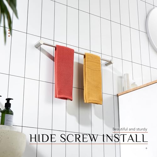 KOKOSIRI Towel Bar Brushed Nickel 24-Inch Bathroom Towel Holder Single Rack Bathroom Hardware Accessories Wall Mounted Stainless Steel, B4007BR-L24 - color: Brushed Nickel, size: 24-Inch
