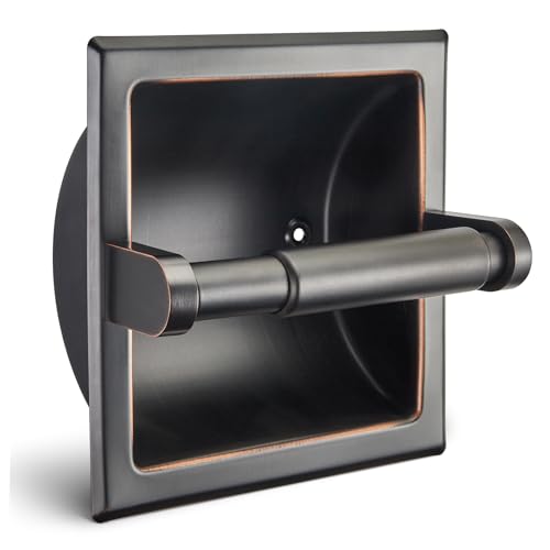 JunSun Oil Rubbed Bronze Recessed Toilet Paper Holder Stainless Steel ORB Toilet Paper Roll Holder Tissue Holder Tissue Roll Holder 6" X 6" Square Jumbo Mega Roll Holder Rear Mounting Bracket Included - color: Oil Rubbed Bronze