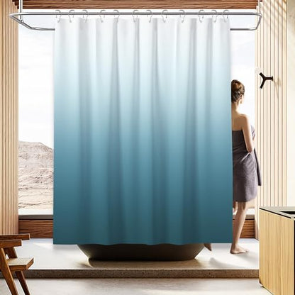 Shower Curtain Sets with Rugs and Adjustable Toilet Seat Cover | 4 Pcs Aqua Bathroom Sets with Shower Curtain and Rugs and Microfiber Toilet Lid Cover - color: Aqua