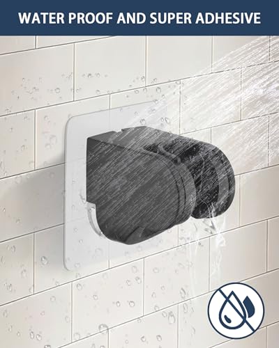Handheld Shower Head Holder Super Strong Adhesive No Drill Adjustable Wall Mount for Hand Held Wand, Ideal for Kids, Elderly, and Short Users (Matte Black) - color: Matte Black