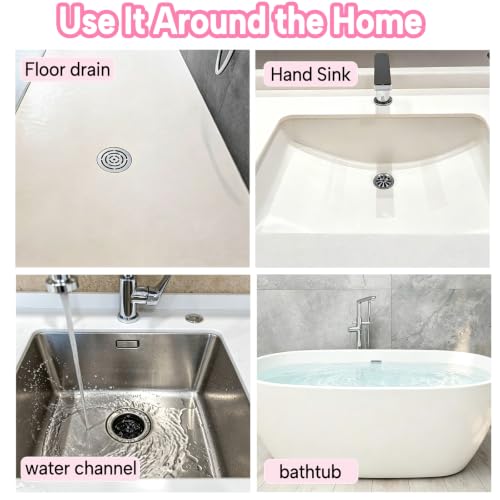 2Pack Square Shower Drain Hair Catcher for Bathtub and Shower | Khaki thick silicone, cartoon animal design, reusable hair stopper for floor drains, kitchen laundry room utility use - color: Pink