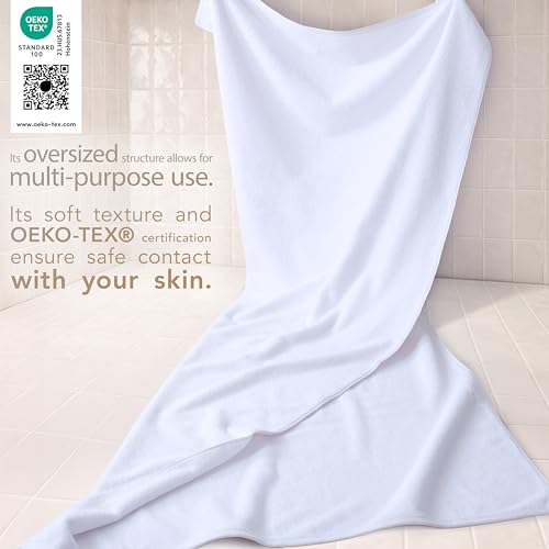 Cotton Paradise 100% Cotton Turkish Towel, Soft Absorbent Quick Dry, 40x80 Oversized Bath Sheet Towel, Snow White - color: Snow White, size: 40"x80"