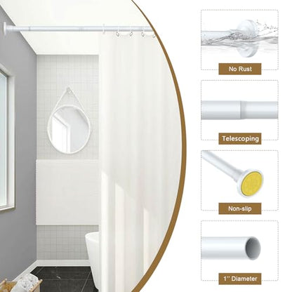 GXOACKJ White Shower Curtain Rods - 31-68 Inch Spring Tension Shower Rods for Bathroom, Adjustable, No Drilling, No Rust, Stainless Steel - color: White, size: 31-68