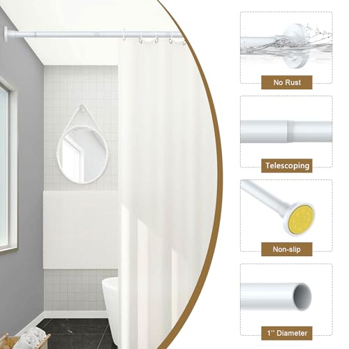 GXOACKJ White Shower Curtain Rods - 31-80 Inch Spring Tension Shower Rods for Bathroom, Adjustable, No Drilling, No Rust, Stainless Steel - color: White, size: 31-80