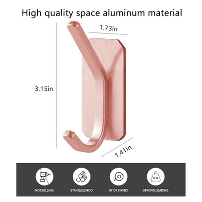 Paoli Heavy Duty Adhesive Wall Hooks, 30 lb Max Load Waterproof Hooks for Bathroom Towels Coats Bags, No Drill Damage-Free for Renters Apartment Dorm, Rose Gold, 4 Pack - color: Rose Gold