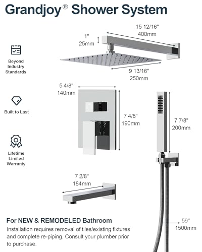 10" Shower Faucet Set with Tub Spount, High Pressure Rainfall Shower Head and Handheld Sprayer Combo, Bathroom Tub Shower Faucet Set, Polished Chrome - color: Polished Chrome