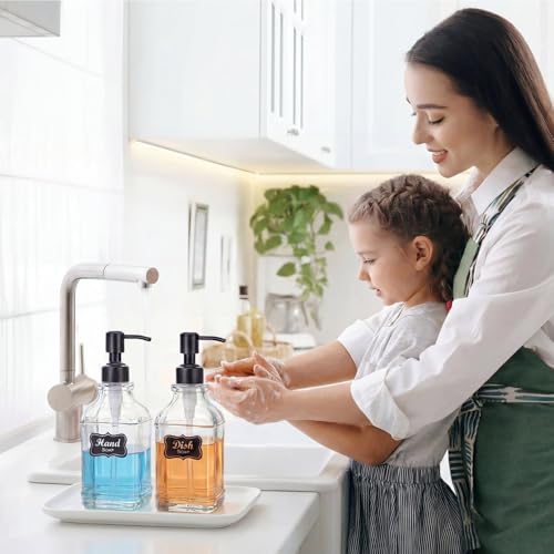 JASAI 2Pack Hand & Dish Glass Soap Dispenser with Black Rust Proof Pump | Refillable Dish Soap Dispenser with Sturdy 304 Stainless Steel Pump Pump for Kitchen and Bathroom. - color: 2 Pack Matteblack