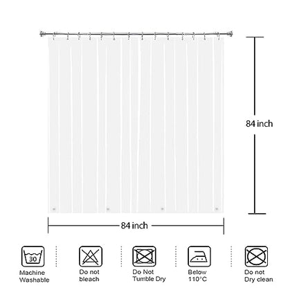 Clear 84x84 Shower Curtain Liner, Extra Long Waterproof Heavy Duty | Transparent Plastic Peva Vinyl Waterproof Bathroom Shower Curtain Sets with 4 Magnets and Metal Hooks - color: Clear, size: 84"W x 84"L (Pack of 1)