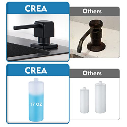 CREA Soap Dispenser for Kitchen Sink, Kitchen Soap Dispenser Black Square Built in Sink Soap Dispenser for Bathroom with 17 OZ Bottle - color: Black, style: Square