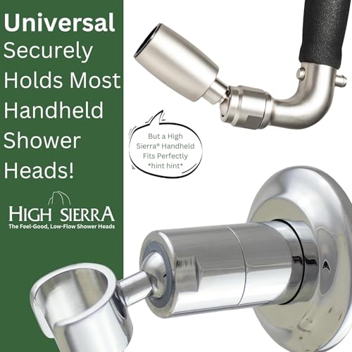 High Sierra® - Solid Metal Wall Mounted Holder for Handheld Shower Heads - Polished Brass Finish - color: Polished Brass