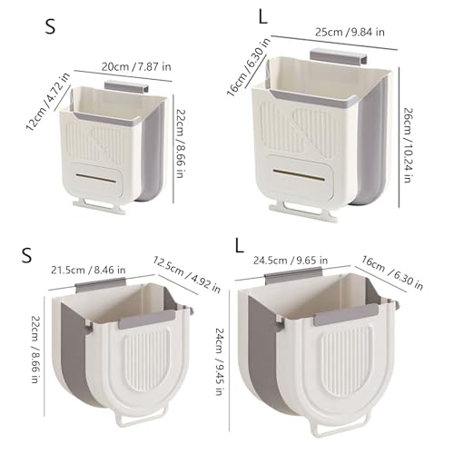 Foldable Wall Mounted Trash Bin Hanging Kitchen Bathroom Garbage Bin Space Saving Large Capacity Waste Can Modern Design Hanging Kitchen Garbage - color: Light Grey, size: E