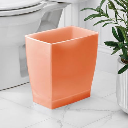iDesign Small Plastic Bathroom Trash Can, Slim Rectangle, 2-Pack, Orange | Bedroom, Office, Dorm - color: Orange, style: Pack of 2