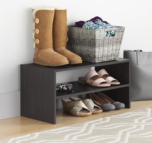 Whitmor Wood Stackable 2-Shelf Shoe Rack, 24 INCH, Espresso，2 Pack - color: Espresso, size: 24 INCH X2