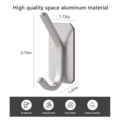Paoli Heavy Duty Adhesive Wall Hooks, 30 lb Max Load Waterproof Hooks for Bathroom Towels Coats Bags, No Drill Damage-Free for Renters Apartment Dorm, Matte Silver, 4 Pack - color: Silver