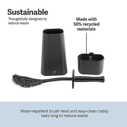 Casabella Hygienic Toilet Bowl Brush with Caddy, Black