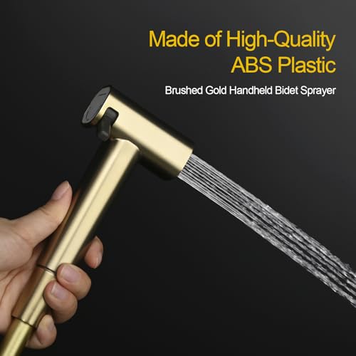 Handheld Bidet Sprayer Set Concealed Hot and Cold Bidet Spray for Toilet with Brass Valve Warm Water Round Bidet Attachment Set for Feminine Hygiene, Pets and Baby Diaper Wash, Brushed Gold