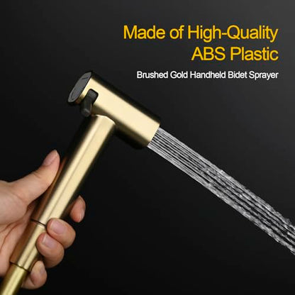 Handheld Bidet Sprayer Set Concealed Hot and Cold Bidet Spray for Toilet with Brass Valve Warm Water Round Bidet Attachment Set for Feminine Hygiene, Pets and Baby Diaper Wash, Brushed Gold