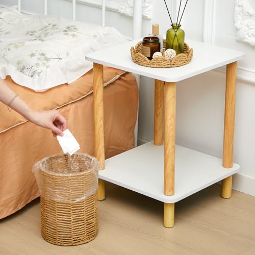Ctosree 1.3 Gallons Small Wicker Trash Can with Lid Handle Woven Wicker Rattan Bathroom Waste Basket Boho Trash Basket with 100 Plastic Garbage Bags for Bedroom Laundry (Scalloped Style, Natural) - color: Natural, size: 1.3 Gallons, style: Scalloped Style