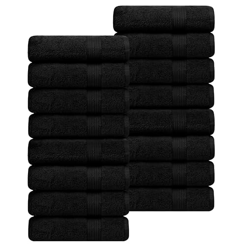 100% Cotton Bath Towels 30x54 Inches, 600 GSM, Soft & Absorbent, Set of 16, Black - color: Black, size: Bath Towel Set of 16