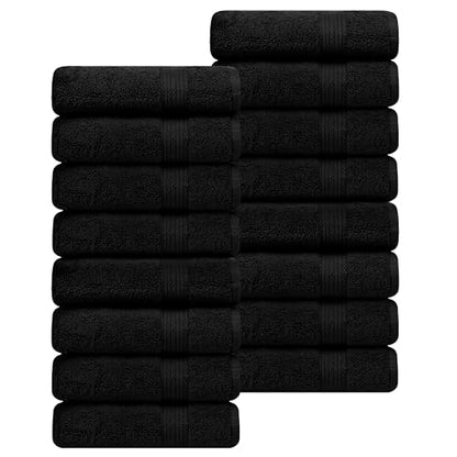 100% Cotton Bath Towels 30x54 Inches, 600 GSM, Soft & Absorbent, Set of 16, Black - color: Black, size: Bath Towel Set of 16