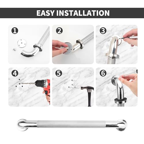 2 Pack 16 Inch Anti Slip Shower Grab Bar, 304 Stainless Steel 1.25" Diameter Anti-Slip Handicap Grab Bar, Satin Brushed Nickel Knurled - size: 16 INCH