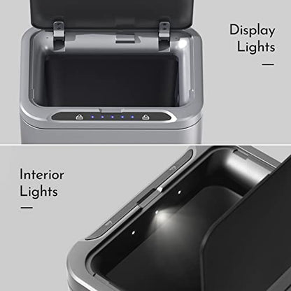 ELPHECO Stainless Steel Office Trash Can 6.6 Gallon Motion Sensor Garbage Bin Rectangular Automatic Touch Free Waste Bin for Hotel and Living Room | Automatic Garbage Bin Rectangular Touch Free Waste Bin for Hotel and Living Room, 2AA - color: Silver