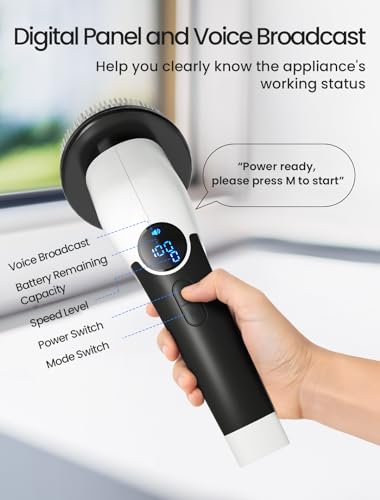 Keimi Electric Spin Scrubber, 2025 New Cordless Shower Cleaning Brush with 8 Replaceable Brush Heads, 3 Adjustable Speeds, and Adjustable Extension Handle for Bathroom Floor Tile