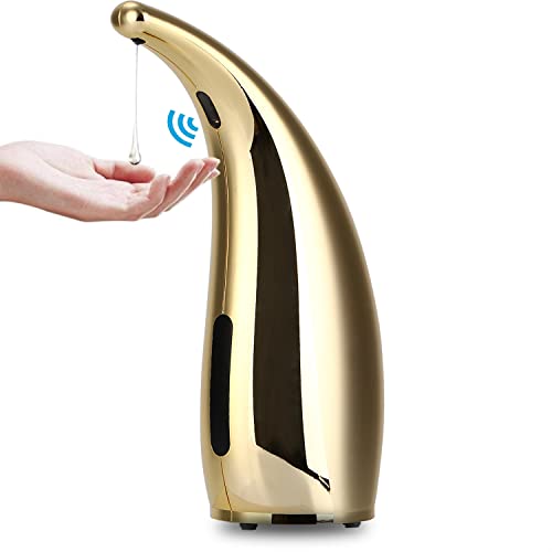 Automatic Soap Dispenser, 4 Levers Adjustable, Touchless Liquid Soap Dispenser, for Kitchen and Bathroom, with Infrared Motion Sensor, Waterproof, 300ml/11oz Gold - color: Gold