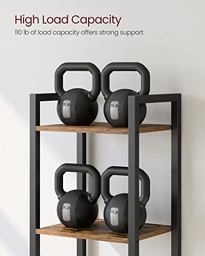 VASAGLE 6-Tier Bookshelf, Bookcase with Steel Frame | Book Shelf, 15.6 x 11.8 x 73.6 Inches, Living Room, Home Office, Rustic Brown and Matte Black, BARNET Collection ULLS101B01 - color: Rustic Brown + Ink Black, size: 6 Tiers (11.8"D x 15.7"W x 73.2"H)
