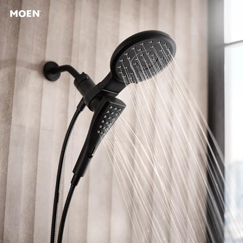 Moen Verso Round Rain Showerhead and Handshower Combination with Infiniti Dial and Magnetix Docking, 60" Hose, Matte Black, 220C2EPBL - color: Matte Black