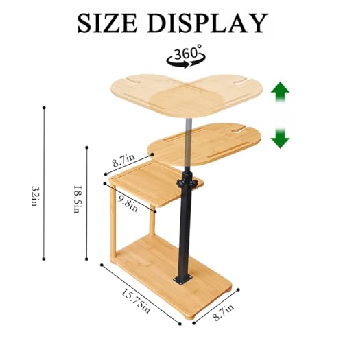 Bathtub Tray, 3 Layer Bathtub Tray Table with Adjustable Height, Enhanced Stability, Freestanding Premium Bamboo Bath Tub Tray for Spa,Bathtub, Bed, Sofa, Couch with Wine Glass Hold (3 Layer)…