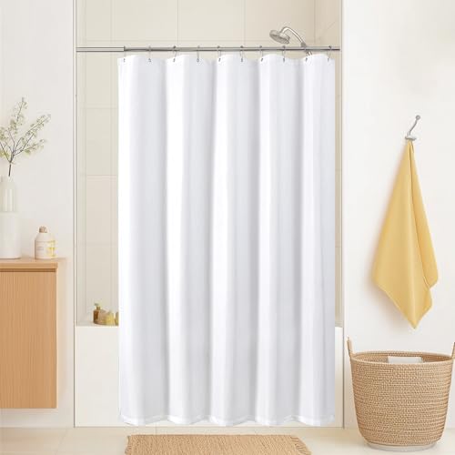 eachope Stall Waterproof Fabric Shower Curtain,No Liner Needed,TPU Laminated Polyester Shower Curtain,Chevron Striped with Weighted Magnets and Metal Grommets,60 x 72 Inch,White - color: White, size: 60"W x 72"L (Pack of 1)
